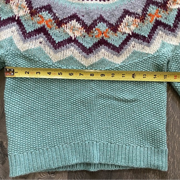 J. Crew Fair Isle Lambswool Sweater Turquoise Blue & Orange in XXS NEW W/OUT TAG - Picture 5 of 12